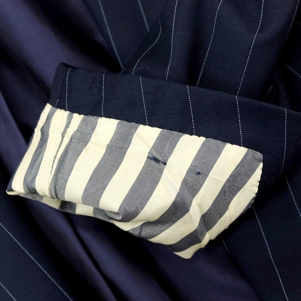 【中古】ロンドンハウス London House ウール ストライプ ダブルスーツ ネイビー【サイズ表記なし（L位）】【 状態ランクB 】【 メンズ 】