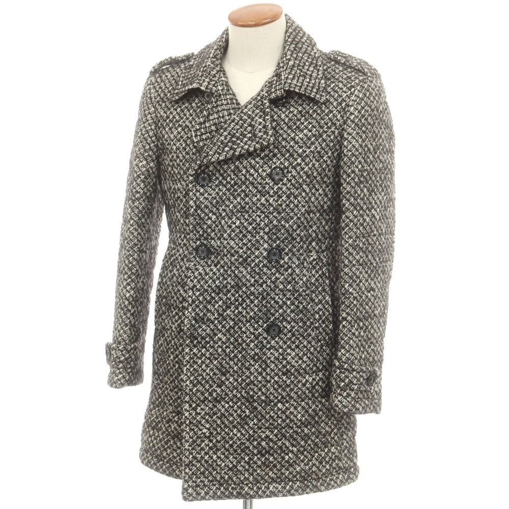 【中古】タリアトーレ TAGLIATORE MELVIN シルク混ウールコットン ダブルブレストコート ブラックxホワイト【 46 】【 状態ランクB 】【 メンズ 】