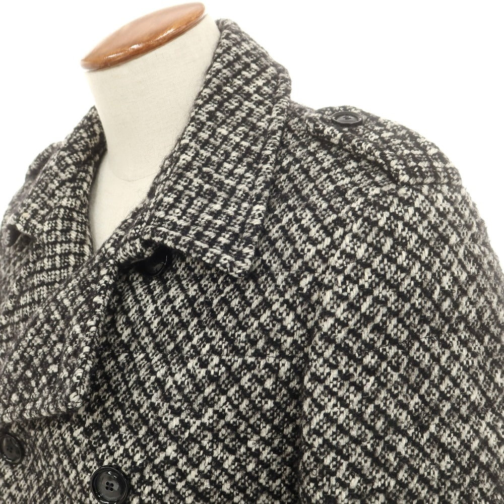 【中古】タリアトーレ TAGLIATORE MELVIN シルク混ウールコットン ダブルブレストコート ブラックxホワイト【 サイズ46 】【 状態ランクB 】【 メンズ 】 [CPD]