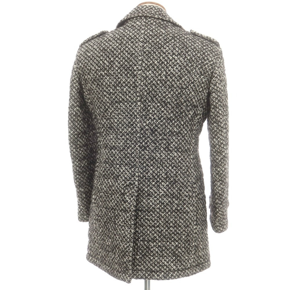 【中古】タリアトーレ TAGLIATORE MELVIN シルク混ウールコットン ダブルブレストコート ブラックxホワイト【 46 】【 状態ランクB 】【 メンズ 】