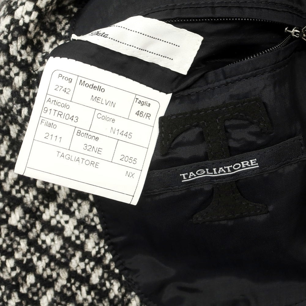 【中古】タリアトーレ TAGLIATORE MELVIN シルク混ウールコットン ダブルブレストコート ブラックxホワイト【 46 】【 状態ランクB 】【 メンズ 】