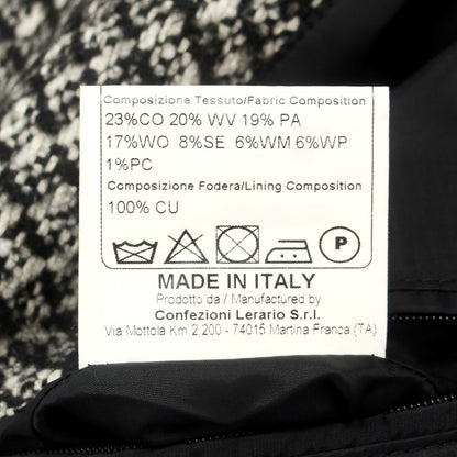 【中古】タリアトーレ TAGLIATORE MELVIN シルク混ウールコットン ダブルブレストコート ブラックxホワイト【 46 】【 状態ランクB 】【 メンズ 】