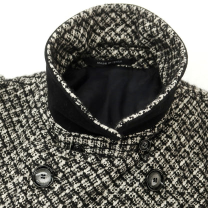 【中古】タリアトーレ TAGLIATORE MELVIN シルク混ウールコットン ダブルブレストコート ブラックxホワイト【 46 】【 状態ランクB 】【 メンズ 】