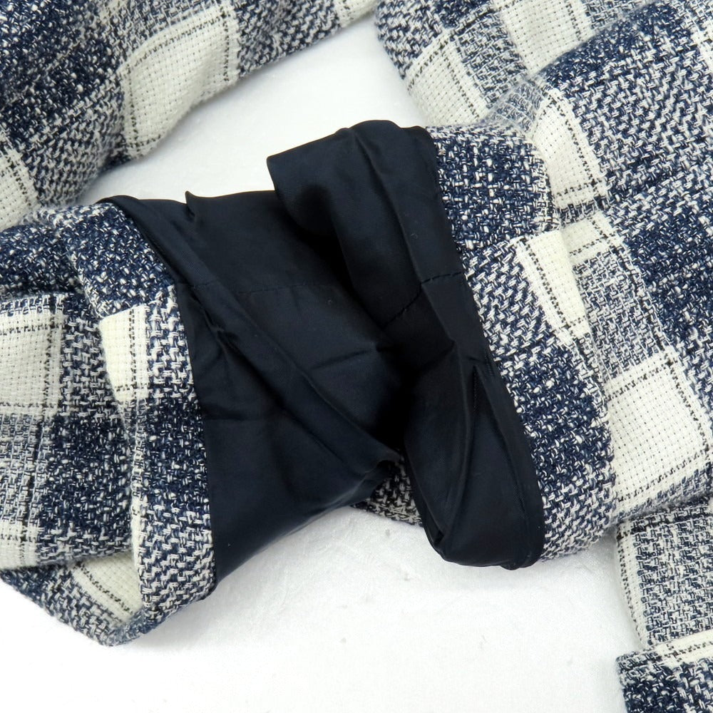 【中古】タリアトーレ TAGLIATORE コットンアクリルリネンナイロン チェック 2B カジュアルジャケット ネイビーxホワイト【 46 】【 状態ランクC 】【 メンズ 】