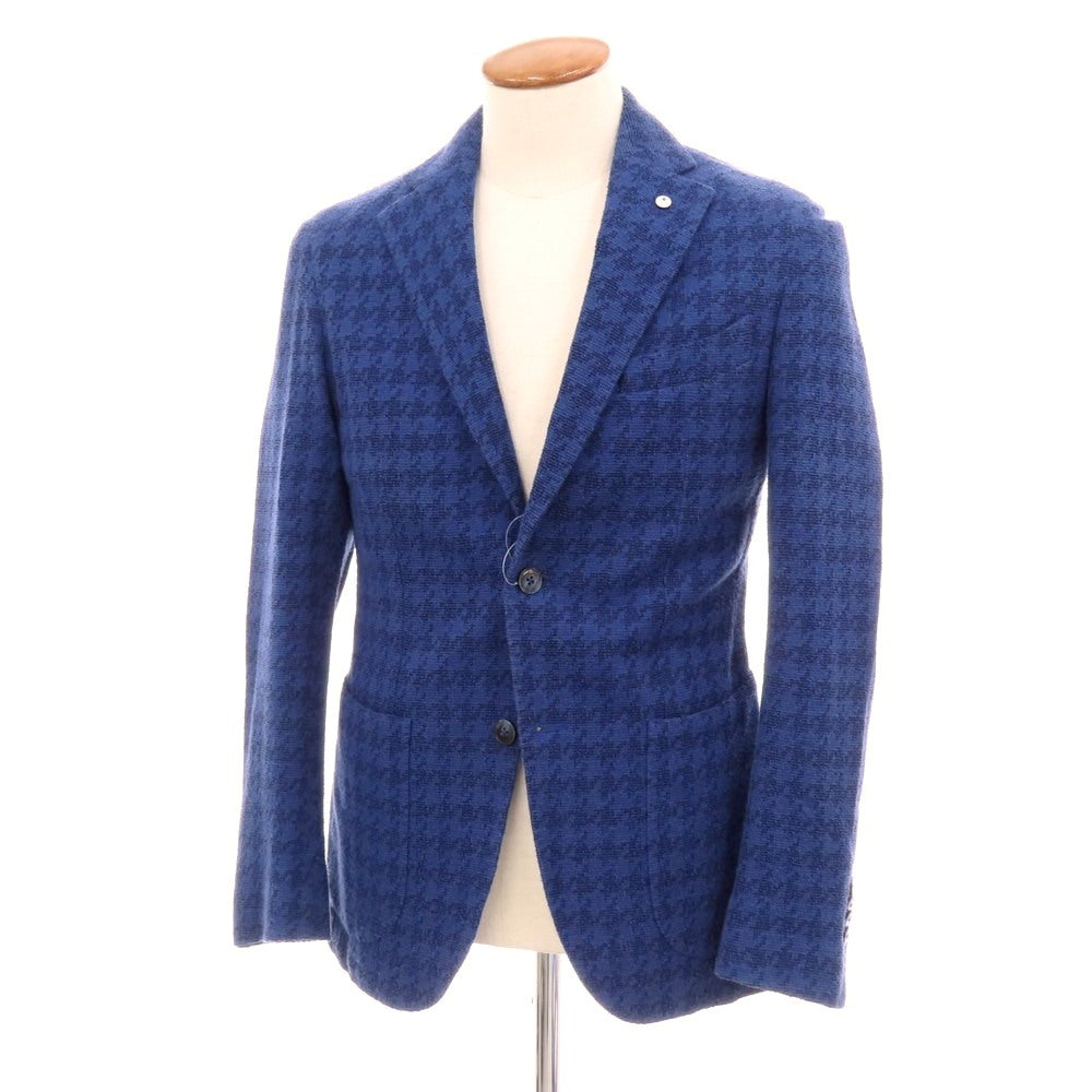 【中古】エルビーエム1911 L.B.M.1911 コットンナイロン ジャージー ハウンドトゥース 2B カジュアルジャケット ブルーxネイビー【 46 】【 状態ランクC 】【 メンズ 】