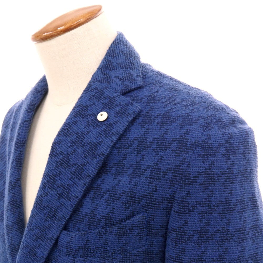 【中古】エルビーエム1911 L.B.M.1911 コットンナイロン ジャージー ハウンドトゥース 2B カジュアルジャケット ブルーxネイビー【 46 】【 状態ランクC 】【 メンズ 】