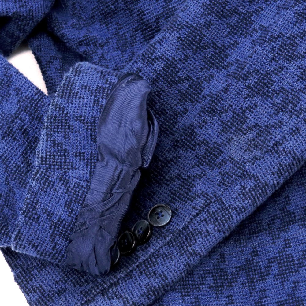 【中古】エルビーエム1911 L.B.M.1911 コットンナイロン ジャージー ハウンドトゥース 2B カジュアルジャケット ブルーxネイビー【 46 】【 状態ランクC 】【 メンズ 】