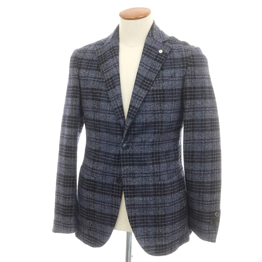 【中古】エルビーエム1911 L.B.M.1911 ウールポリエステル チェック カジュアルジャケット グレーネイビーxブラック【 46 】【 状態ランクB 】【 メンズ 】