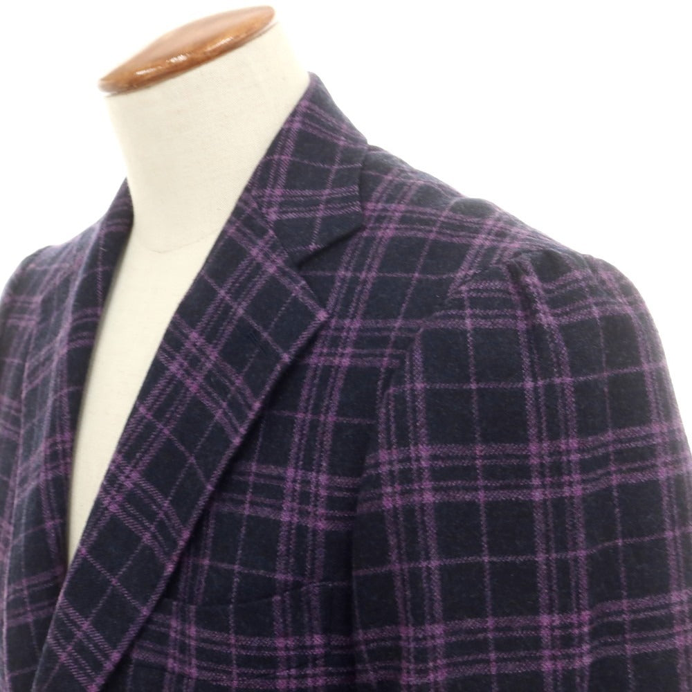 【中古】ブルーエグリージオ Blu e Grigio ウールカシミヤ カジュアルジャケット ブラックネイビーxライトパープル【 46-6Drop 】【 状態ランクB 】【 メンズ 】
