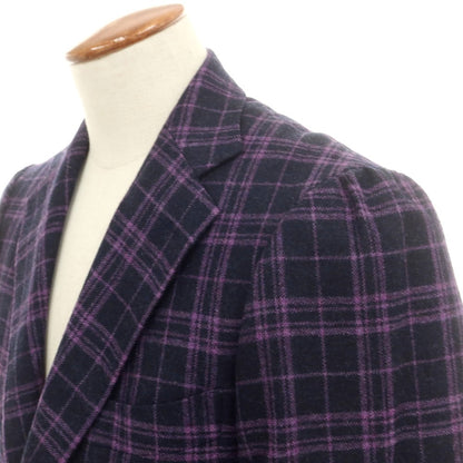 【中古】ブルーエグリージオ Blu e Grigio ウールカシミヤ カジュアルジャケット ブラックネイビーxライトパープル【 46-6Drop 】【 状態ランクB 】【 メンズ 】