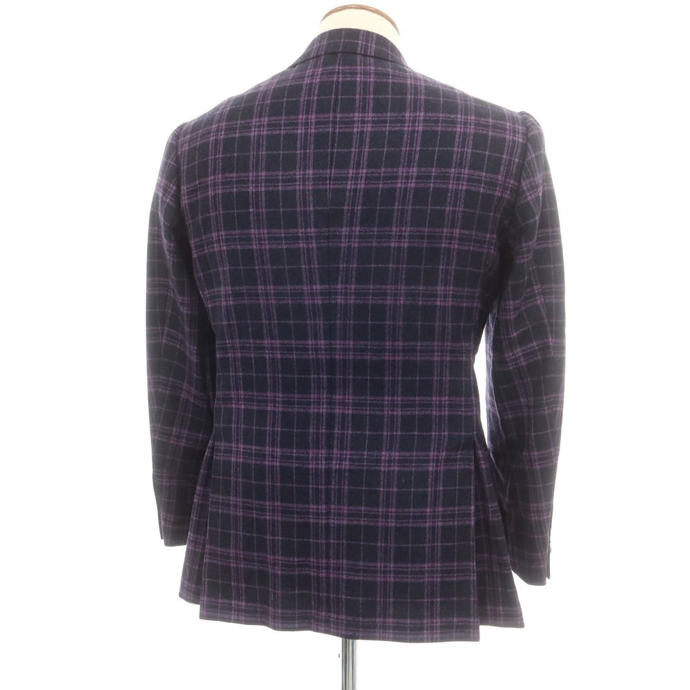 【中古】ブルーエグリージオ Blu e Grigio ウールカシミヤ カジュアルジャケット ブラックネイビーxライトパープル【 46-6Drop 】【 状態ランクB 】【 メンズ 】