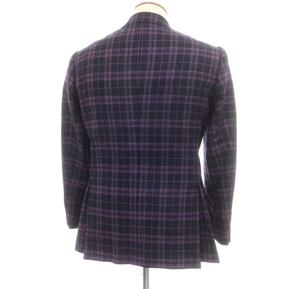 【中古】ブルーエグリージオ Blu e Grigio ウールカシミヤ カジュアルジャケット ブラックネイビーxライトパープル【 46-6Drop 】【 状態ランクB 】【 メンズ 】