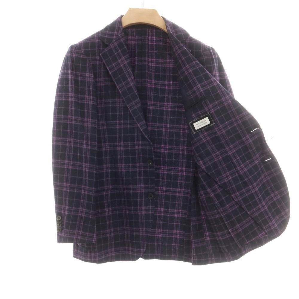 【中古】ブルーエグリージオ Blu e Grigio ウールカシミヤ カジュアルジャケット ブラックネイビーxライトパープル【 46-6Drop 】【 状態ランクB 】【 メンズ 】