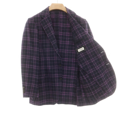 【中古】ブルーエグリージオ Blu e Grigio ウールカシミヤ カジュアルジャケット ブラックネイビーxライトパープル【 46-6Drop 】【 状態ランクB 】【 メンズ 】