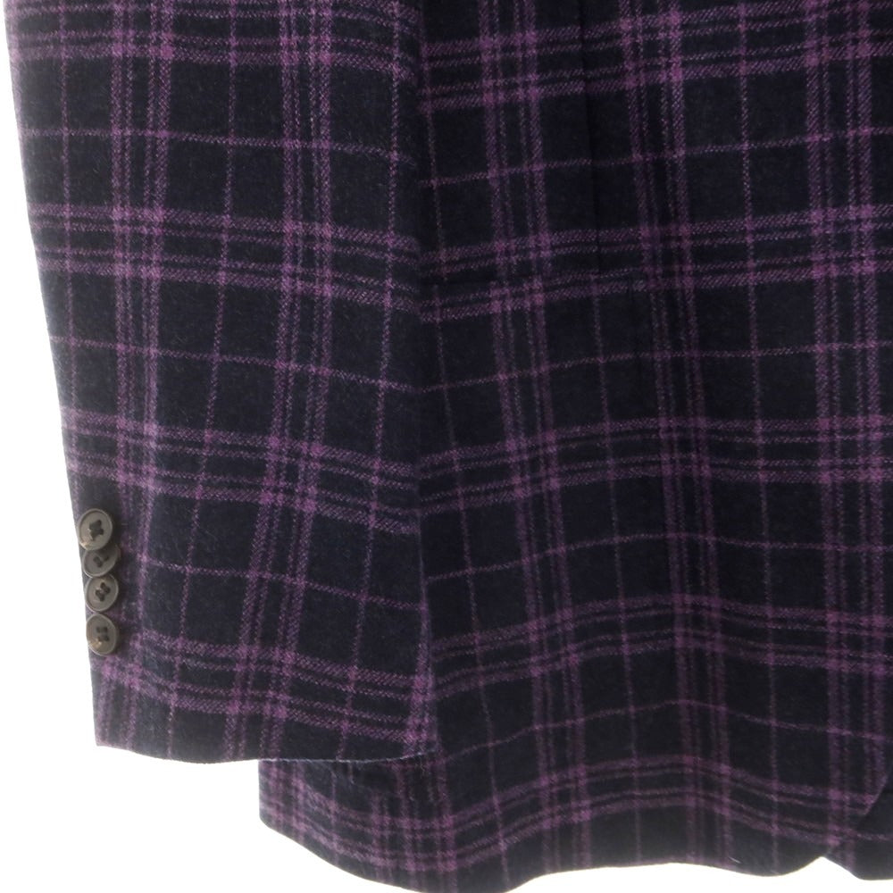 【中古】ブルーエグリージオ Blu e Grigio ウールカシミヤ カジュアルジャケット ブラックネイビーxライトパープル【 46-6Drop 】【 状態ランクB 】【 メンズ 】