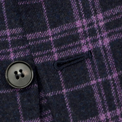 【中古】ブルーエグリージオ Blu e Grigio ウールカシミヤ カジュアルジャケット ブラックネイビーxライトパープル【 46-6Drop 】【 状態ランクB 】【 メンズ 】