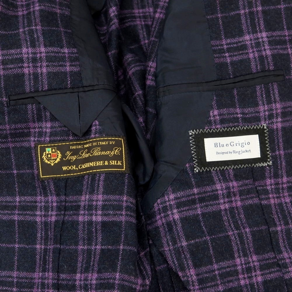 【中古】ブルーエグリージオ Blu e Grigio ウールカシミヤ カジュアルジャケット ブラックネイビーxライトパープル【 46-6Drop 】【 状態ランクB 】【 メンズ 】