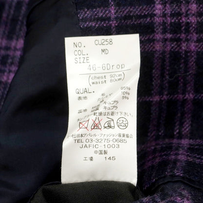 【中古】ブルーエグリージオ Blu e Grigio ウールカシミヤ カジュアルジャケット ブラックネイビーxライトパープル【 46-6Drop 】【 状態ランクB 】【 メンズ 】