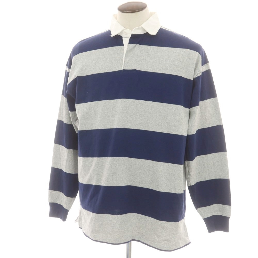 【中古】ポロ ラルフローレン Polo Ralph Lauren Big Fit Rugby Shirt ボーダー 長袖ラガーシャツ ネイビーxグレー【 L 】【 状態ランクA 】【 メンズ 】