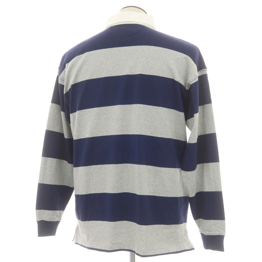 【中古】ポロ ラルフローレン Polo Ralph Lauren Big Fit Rugby Shirt ボーダー 長袖ラガーシャツ ネイビーxグレー【 L 】【 状態ランクA 】【 メンズ 】