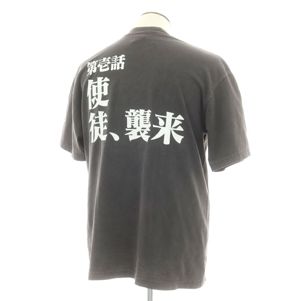 【中古】エヴァンゲリオン:95 EVANGELION:95 ダメージ加工 クルーネック 半袖Ｔシャツ ダークグレー【サイズL】【 状態ランクA 】【 メンズ 】[CPD]
