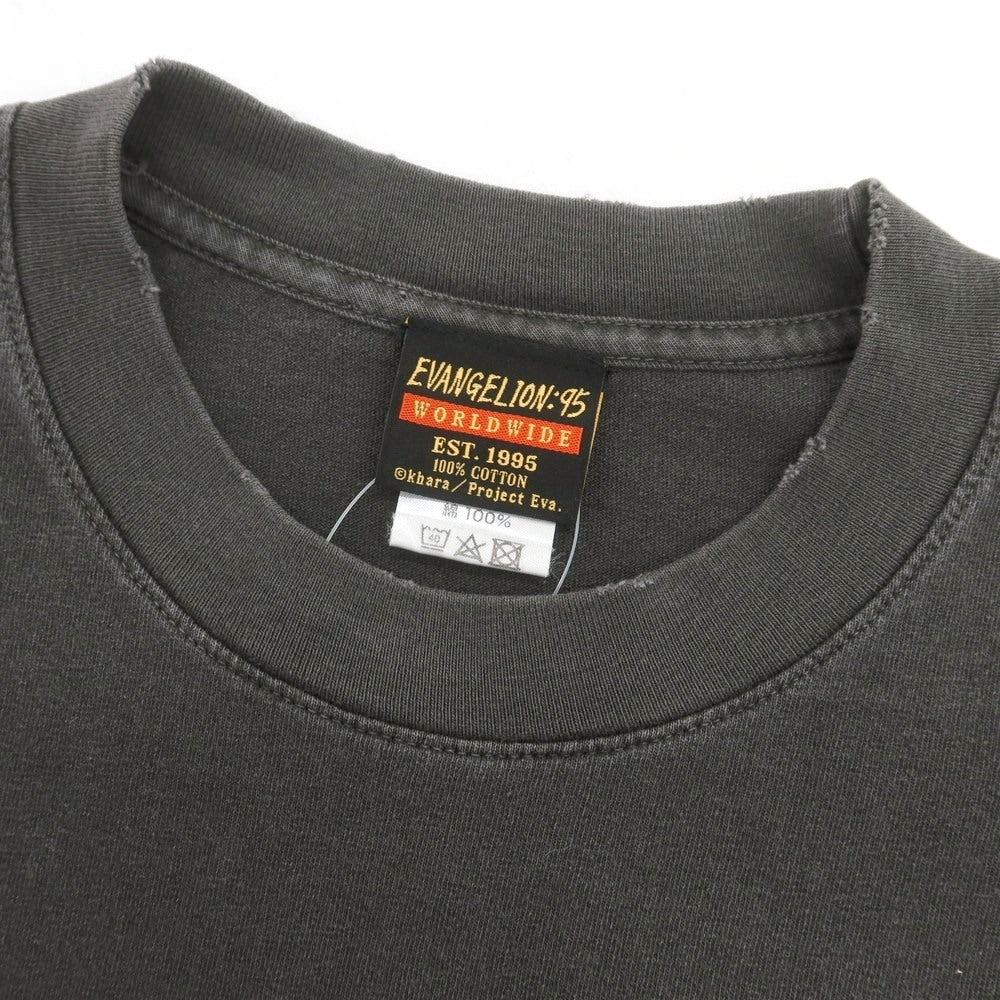 【中古】エヴァンゲリオン:95 EVANGELION:95 ダメージ加工 クルーネック 半袖Ｔシャツ ダークグレー【サイズL】【 状態ランクA 】【 メンズ 】[CPD]