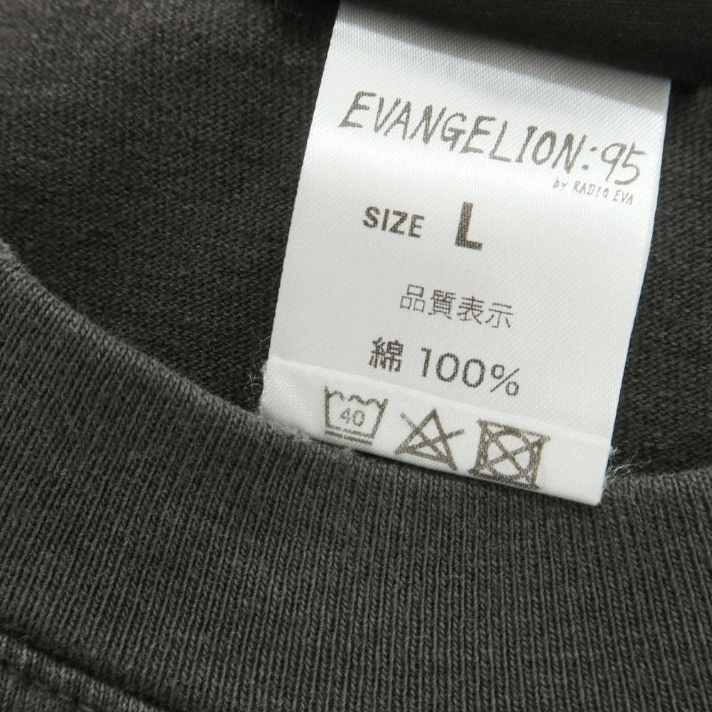 【中古】エヴァンゲリオン:95 EVANGELION:95 ダメージ加工 クルーネック 半袖Ｔシャツ ダークグレー【サイズL】【 状態ランクA 】【 メンズ 】[CPD]