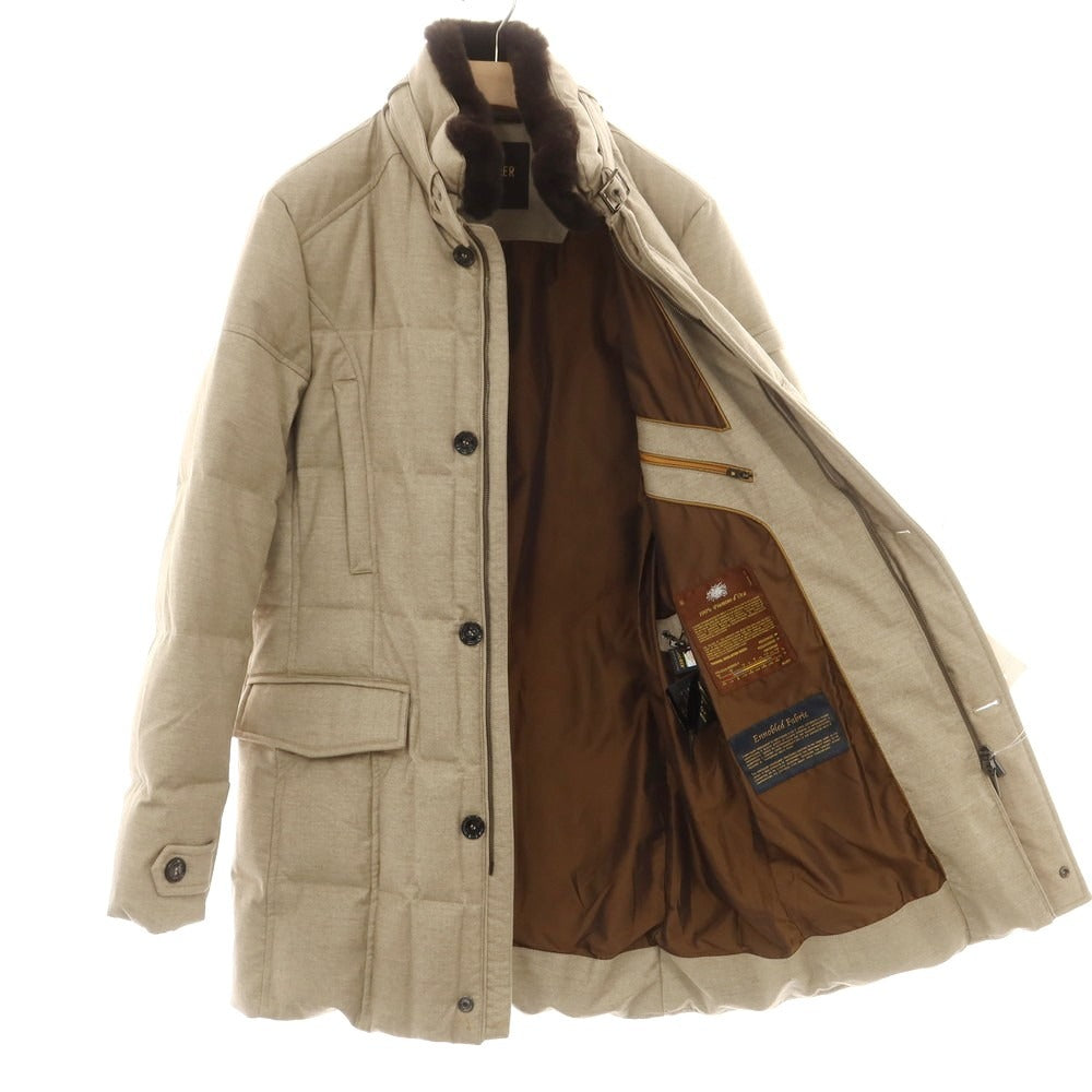 【中古】ムーレー MOORER ウールカシミヤ ダウンコート ベージュ【 50 】【 状態ランクB 】【 メンズ 】