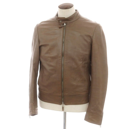 【中古】エンメティ EMMETI ラムスキンレザー シングルライダースジャケット ブラウン【 52 】【 状態ランクC 】【 メンズ 】