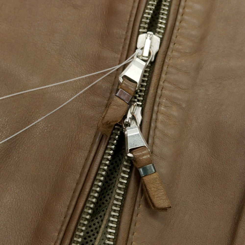 【中古】エンメティ EMMETI ラムスキンレザー シングルライダースジャケット ブラウン【 52 】【 状態ランクC 】【 メンズ 】