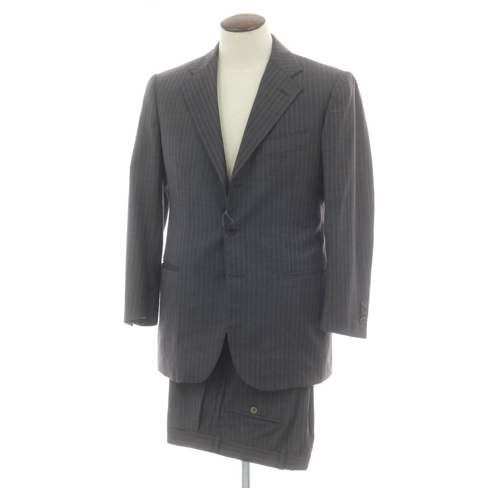 【中古】スティレ ラティーノ STILE LATINO ウール ストライプ 3つボタンスーツ ダークグレー【 サイズ50 】【 状態ランクB 】【 メンズ 】 [CPD]