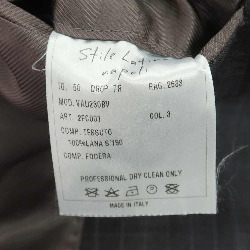 【中古】スティレ ラティーノ STILE LATINO ウール ストライプ 3つボタンスーツ ダークグレー【 サイズ50 】【 状態ランクB 】【 メンズ 】 [CPD]