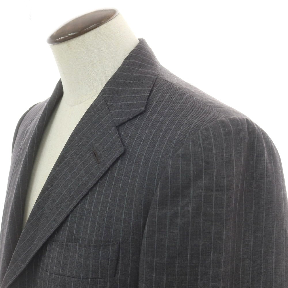 【中古】スティレ ラティーノ STILE LATINO ウール ストライプ 3つボタンスーツ ダークグレー【 サイズ50 】【 状態ランクB 】【 メンズ 】 [CPD]
