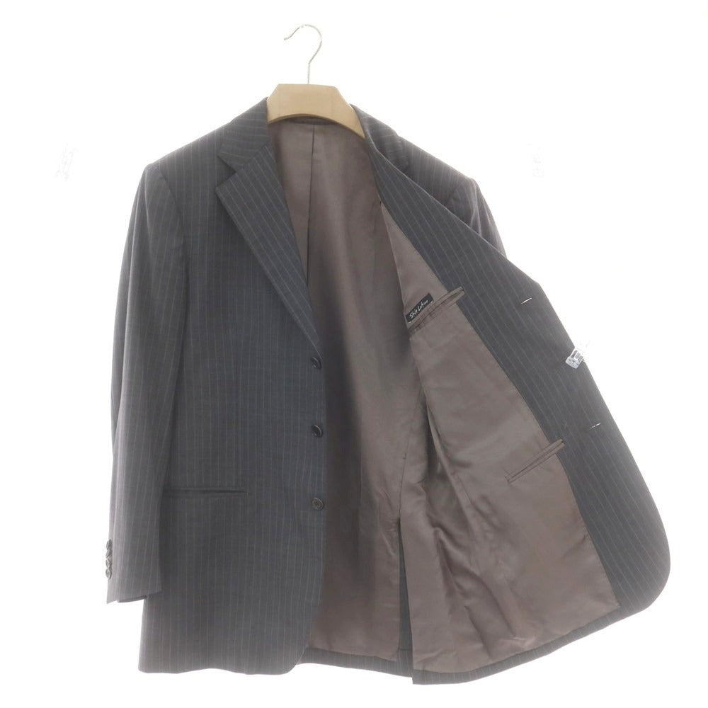 【中古】スティレ ラティーノ STILE LATINO ウール ストライプ 3つボタンスーツ ダークグレー【 サイズ50 】【 状態ランクB 】【 メンズ 】 [CPD]