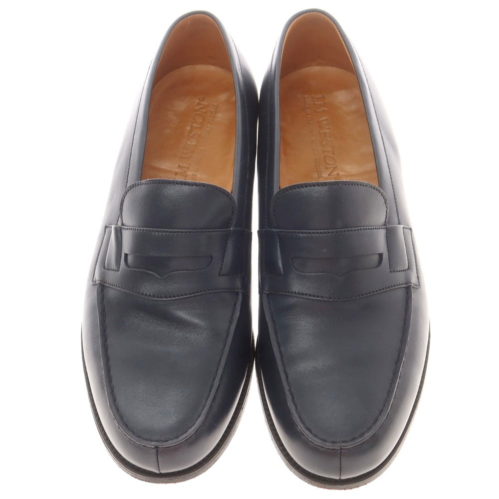 【中古】ジェイエムウエストン J.M WESTON 180 シグネチャーローファー ネイビー【 6 1/2 E 】【 状態ランクB 】【 メンズ 】