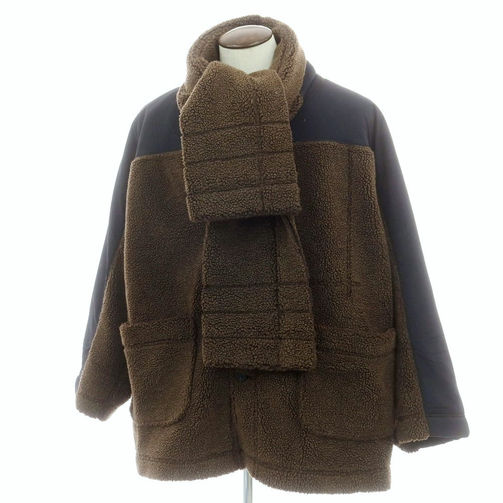 【中古】タクタク tac:tac マフラー付き 切り替え ボアジャケット ブルゾン ブラウンxブラック【 表記なし（L位） 】【 状態ランクB 】【 メンズ 】