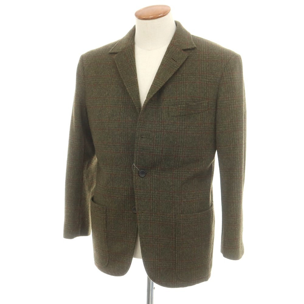 【中古】ボストンテーラー BOSTON TAILOR ウール系 チェック テーラードジャケット オリーブグリーンxレッド【 表記なし（L位） 】【 状態ランクB 】【 メンズ 】
