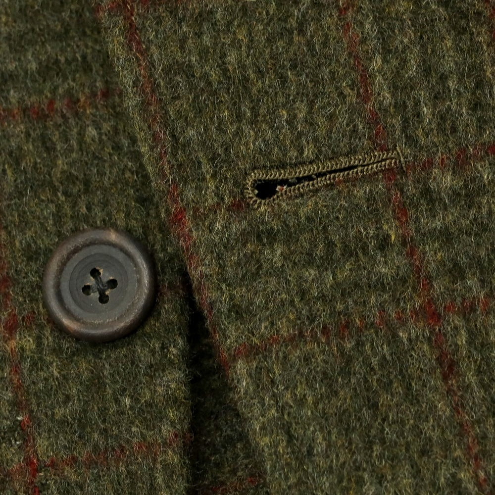 【中古】ボストンテーラー BOSTON TAILOR ウール系 チェック テーラードジャケット オリーブグリーンxレッド【 表記なし（L位） 】【 状態ランクB 】【 メンズ 】