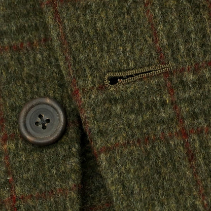 【中古】ボストンテーラー BOSTON TAILOR ウール系 チェック テーラードジャケット オリーブグリーンxレッド【 表記なし（L位） 】【 状態ランクB 】【 メンズ 】