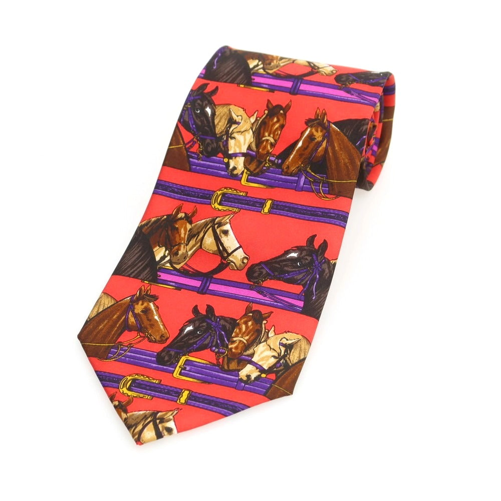 【中古】グッチ GUCCI シルク プリントネクタイ レッド【 状態ランクB 】【 メンズ 】