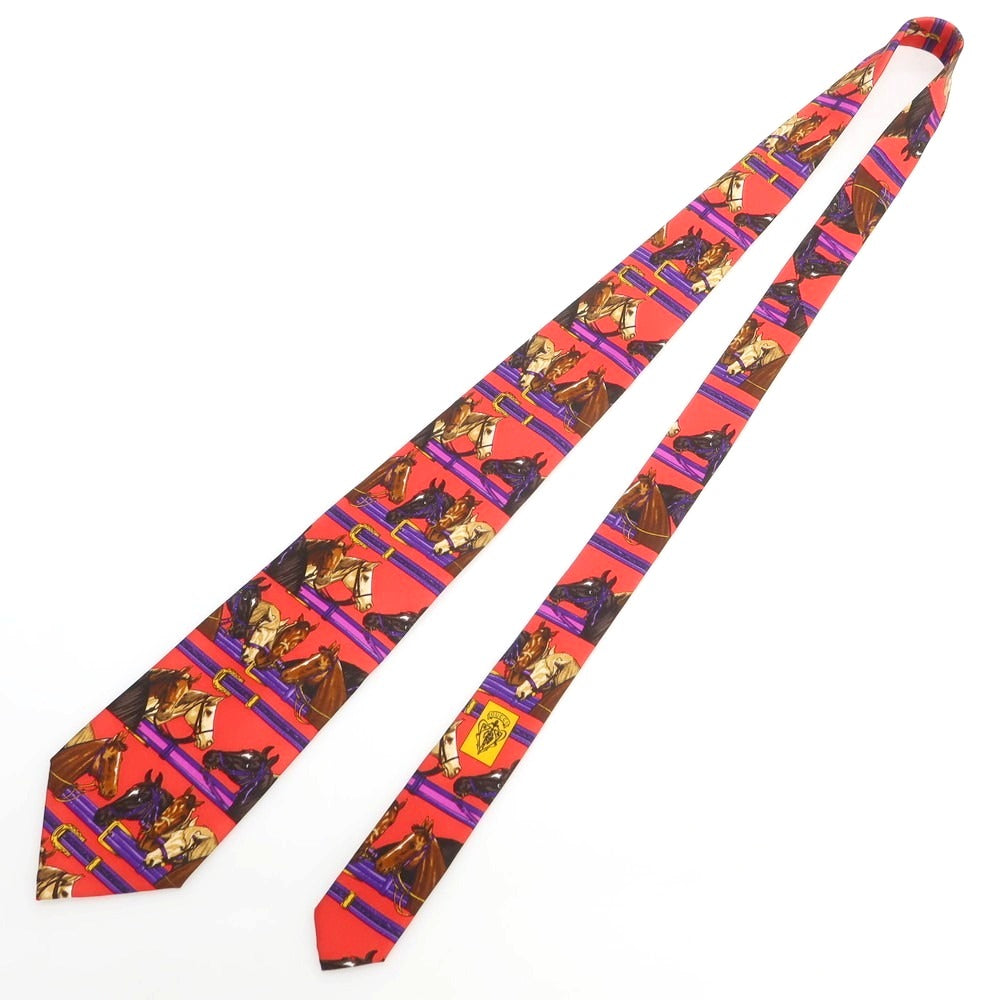 【中古】グッチ GUCCI シルク プリントネクタイ レッド【 状態ランクB 】【 メンズ 】