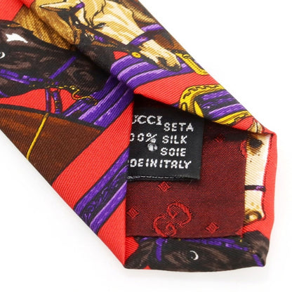 【中古】グッチ GUCCI シルク プリントネクタイ レッド【 状態ランクB 】【 メンズ 】