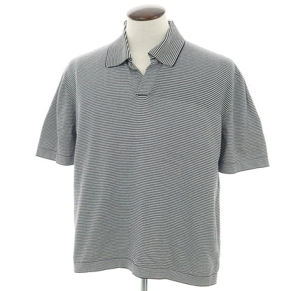 【中古】バフィー BAFY コットン ボーダー スキッパー 半袖 ポロニット ブラックxホワイト【 50 】【 状態ランクB 】【 メンズ 】