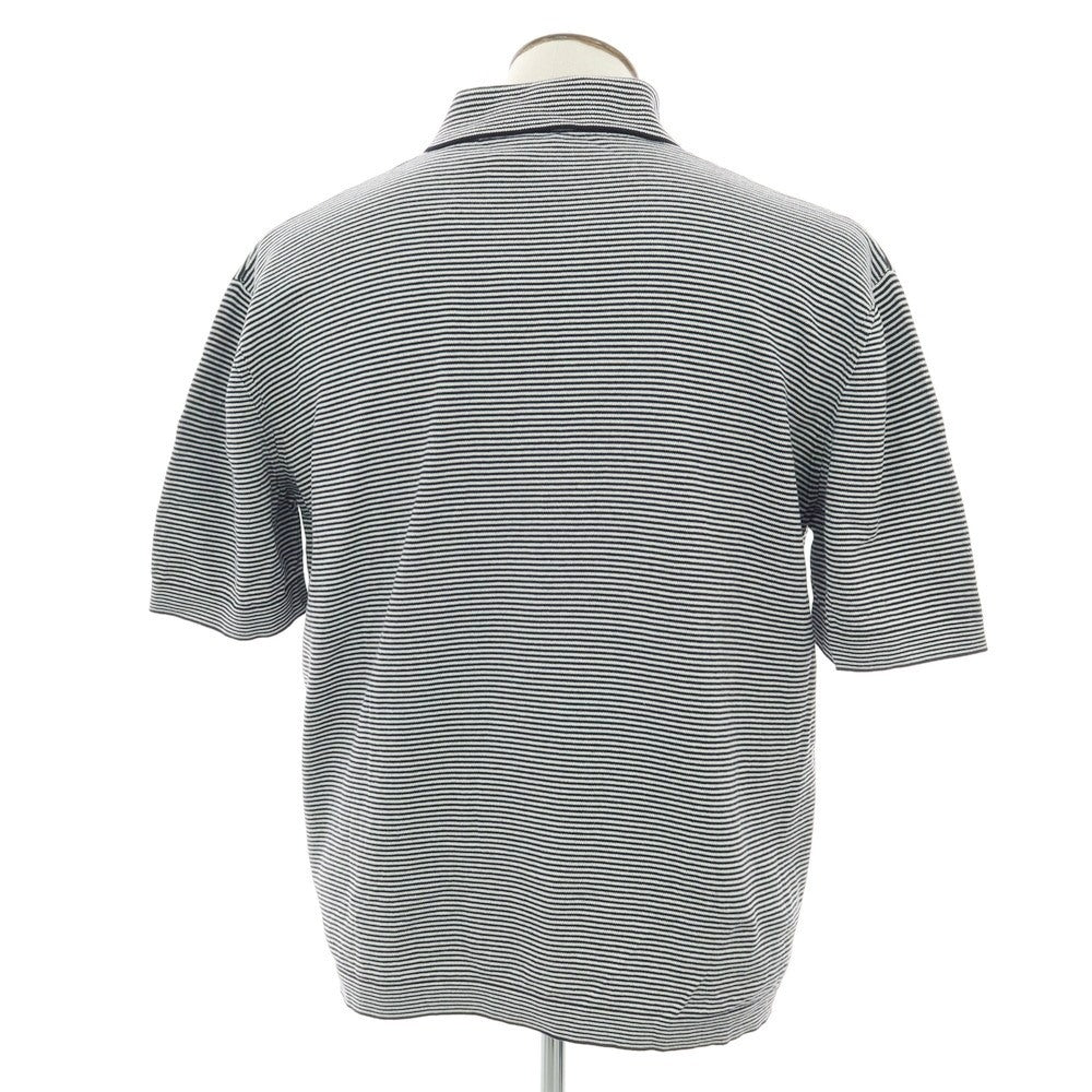 【中古】バフィー BAFY コットン ボーダー スキッパー 半袖 ポロニット ブラックxホワイト【 50 】【 状態ランクB 】【 メンズ 】