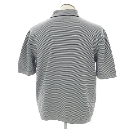 【中古】バフィー BAFY コットン ボーダー スキッパー 半袖 ポロニット ブラックxホワイト【 50 】【 状態ランクB 】【 メンズ 】