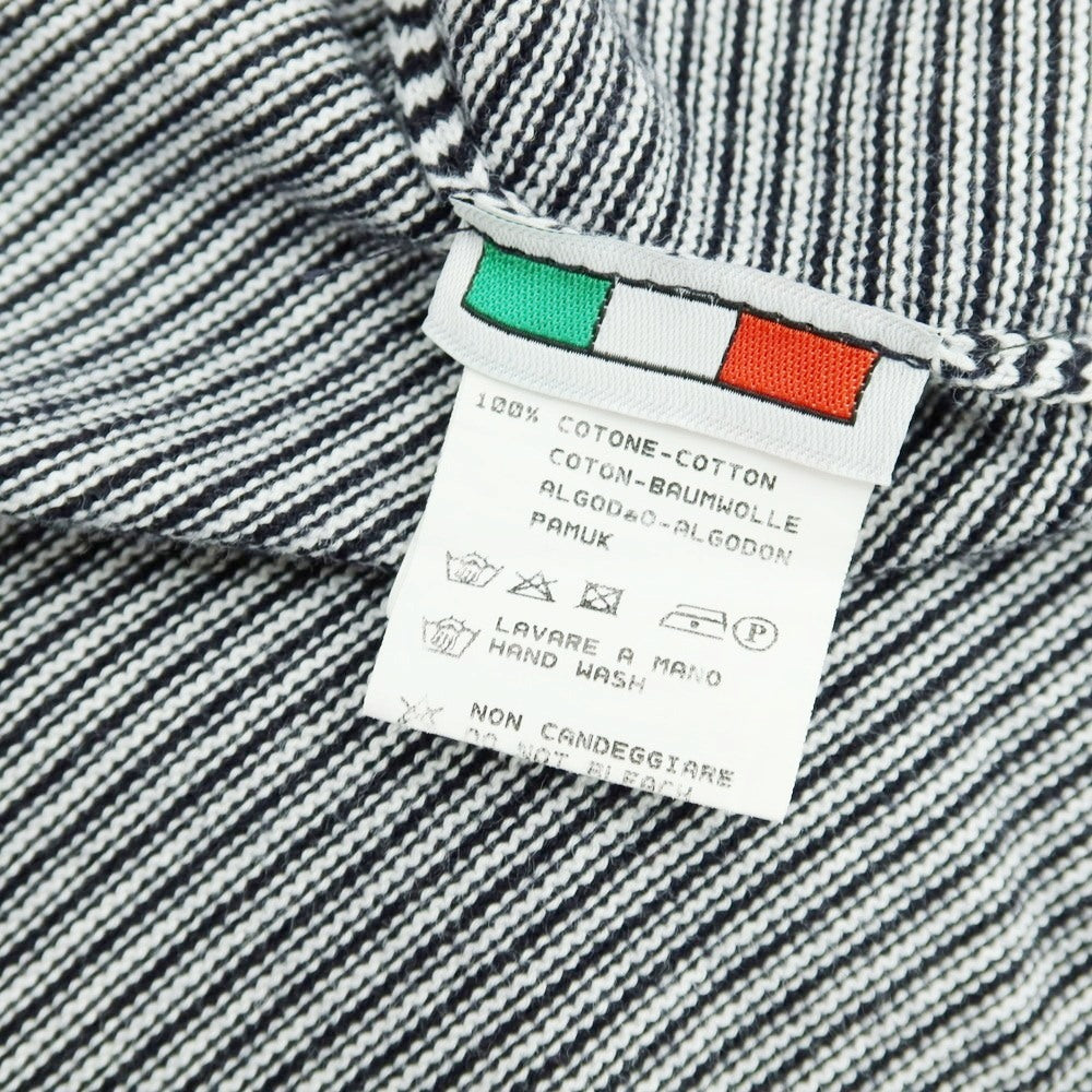 【中古】バフィー BAFY コットン ボーダー スキッパー 半袖 ポロニット ブラックxホワイト【 50 】【 状態ランクB 】【 メンズ 】