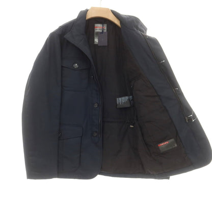 【中古】プラダ PRADA ナイロン 中綿ブルゾン ダークネイビー【 46 】【 状態ランクB 】【 メンズ 】
