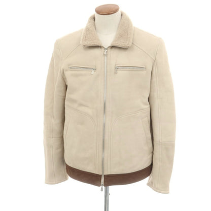 【中古】ブルネロクチネリ Brunello Cucinelli レザーライダースジャケット ベージュ【 M 】【 状態ランクC 】【 メンズ 】