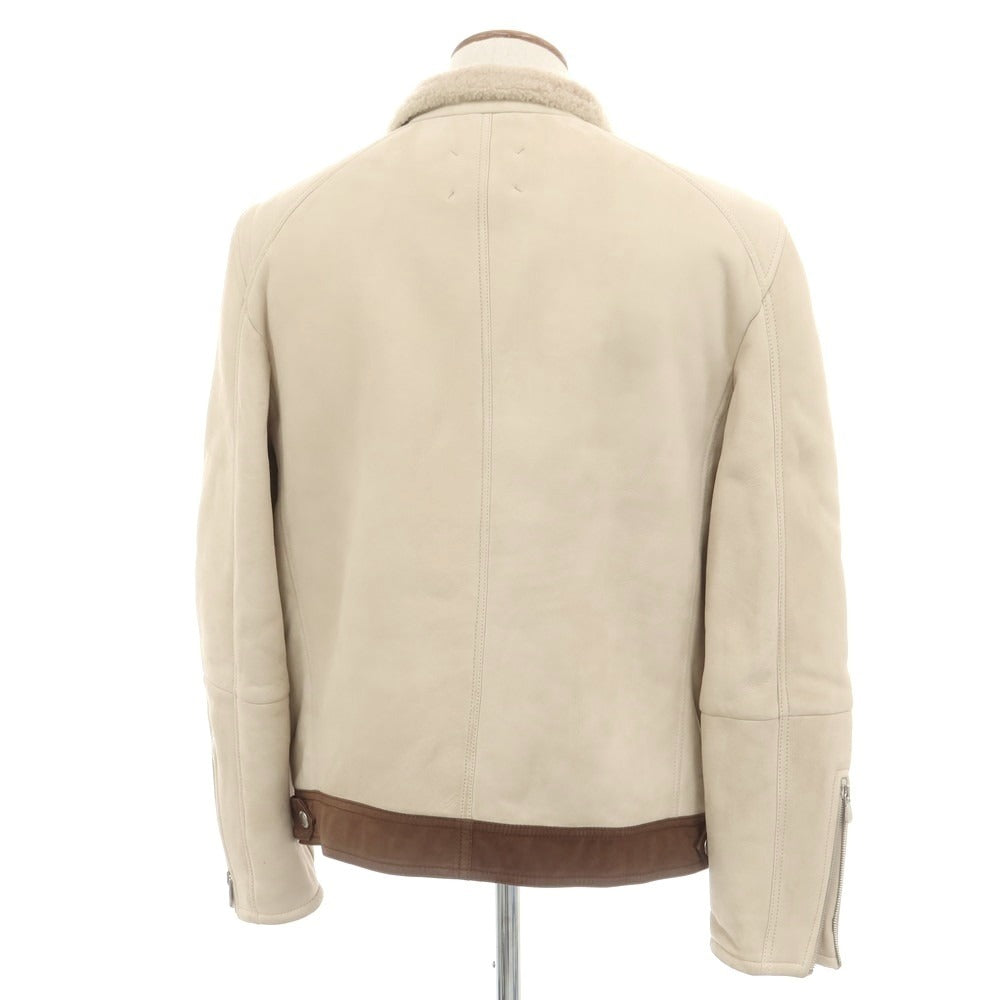 【中古】ブルネロクチネリ Brunello Cucinelli レザーライダースジャケット ベージュ【 M 】【 状態ランクC 】【 メンズ 】