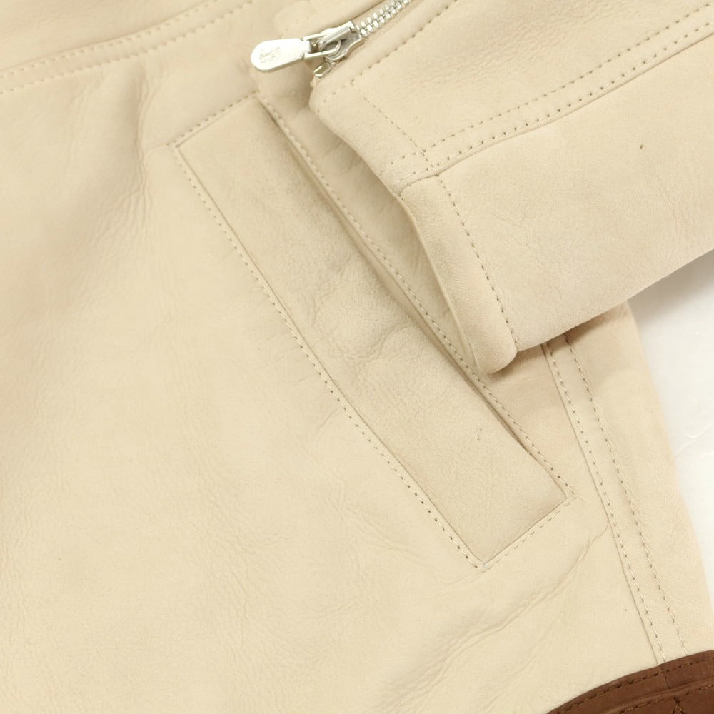【中古】ブルネロクチネリ Brunello Cucinelli レザーライダースジャケット ベージュ【 M 】【 状態ランクC 】【 メンズ 】